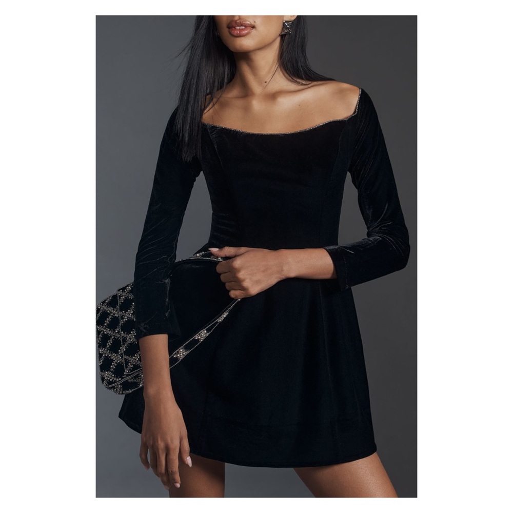 Anthropologie Black Velvet Dress